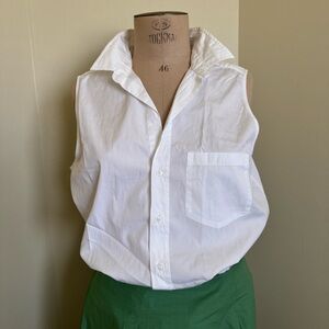 Frank & Eileen Finley White Sleeveless Button-Down Shirt | White | Large